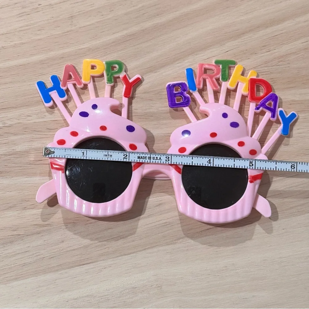 Kids Pink Happy Birthday Cupcake Novelty Glasses